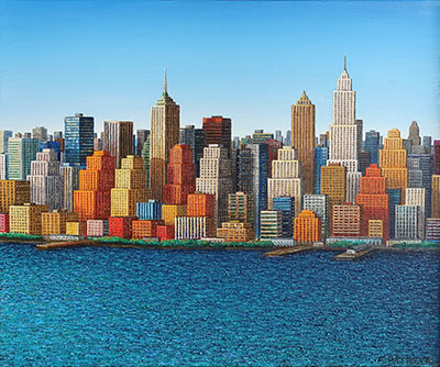 Adam Patrzyk : A city by the ocean : Oil on Canvas