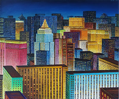 Adam Patrzyk : Rainbow city : Oil on Canvas
