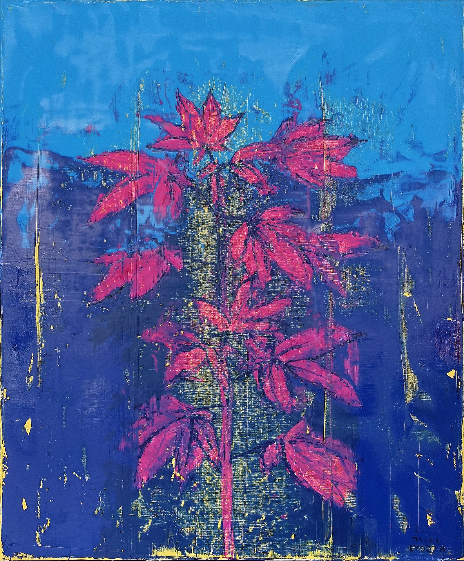 Jacek Łydżba - A pink plant (Oil on Canvas | Size: 106 x 126 cm | Price: 11000 PLN)
