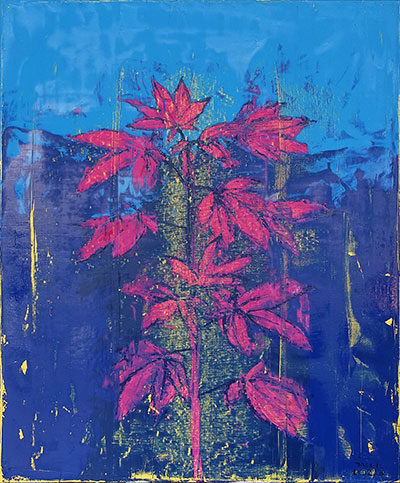 Jacek Łydżba : A pink plant : Oil on Canvas