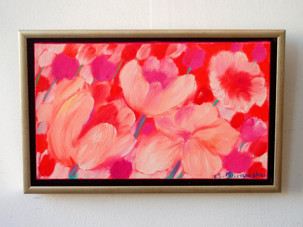 Beata Murawska - Pink flowers (Oil on Canvas | Wymiary: 52 x 33 cm | Cena: 3200 PLN)