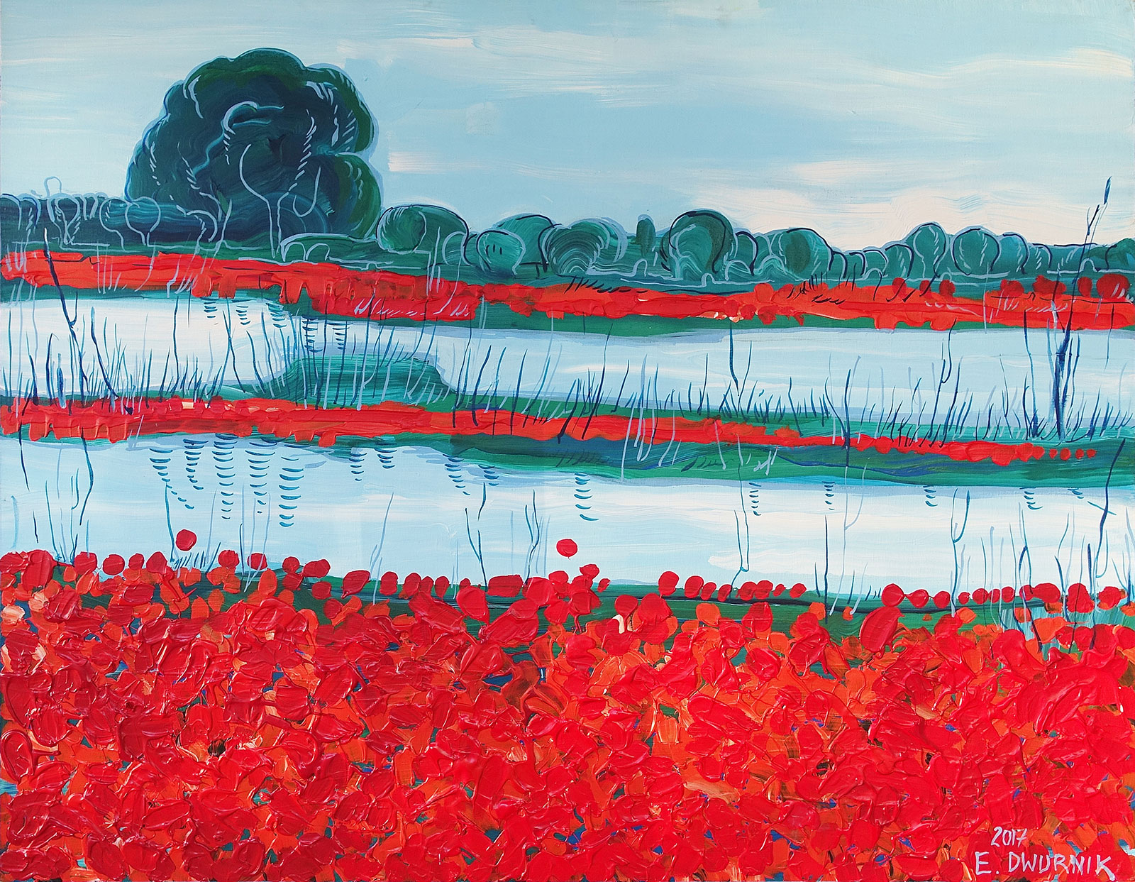 Edward Dwurnik - Poppies in Mikołajki XXIII-1300-7073 (Oil on Canvas | Size: 146 x 114 cm | Price: 95000 PLN)