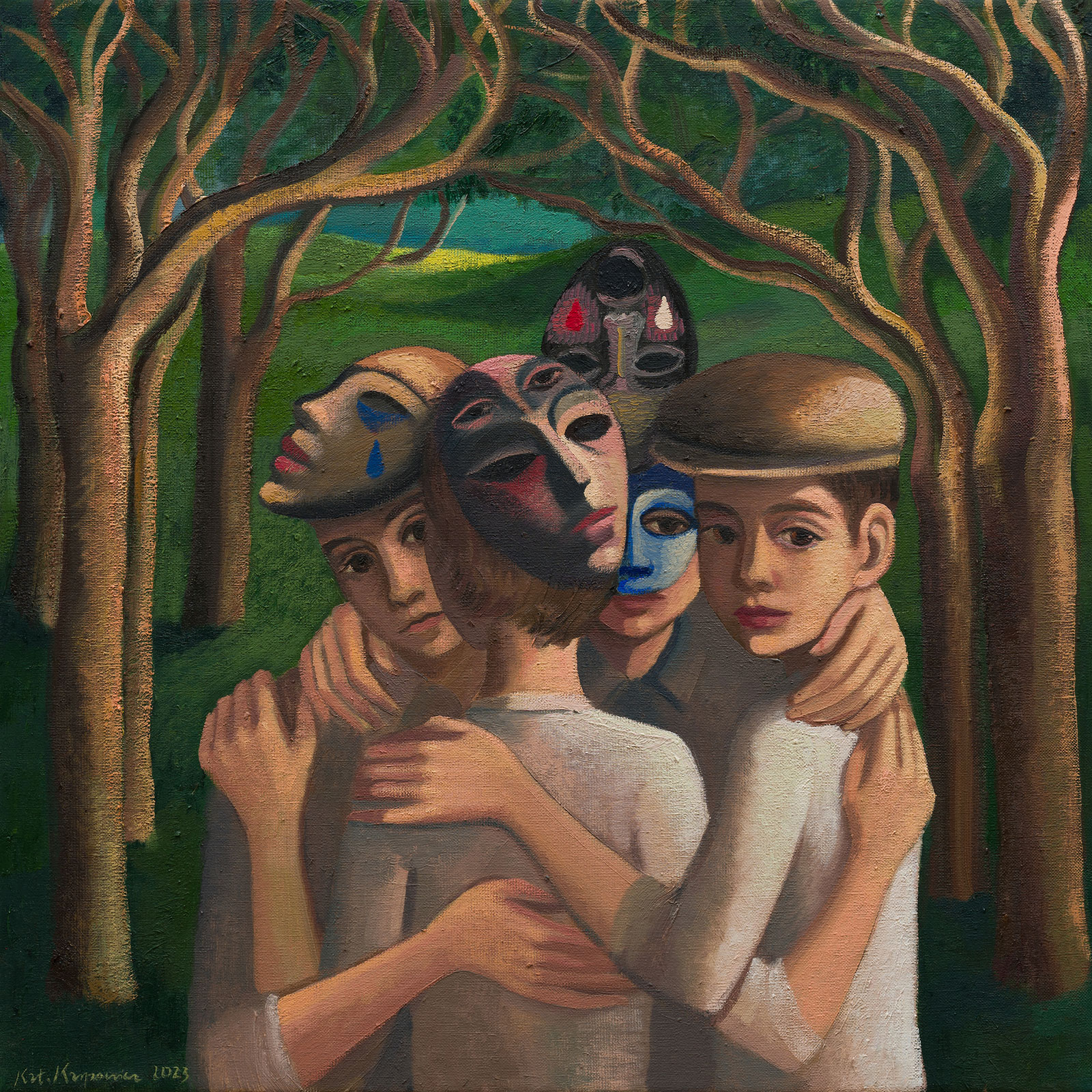 Katarzyna Karpowicz - Maski (Oil on Canvas | Size: 60 x 60 cm | Price: 18000 PLN)