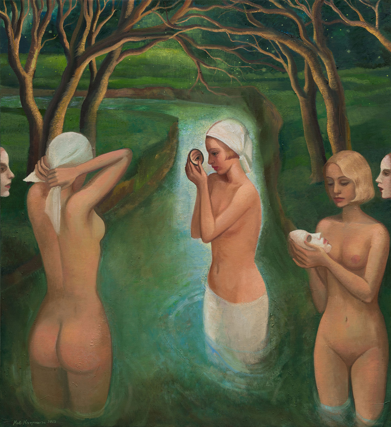 Katarzyna Karpowicz - Kąpiące się (Oil on Canvas | Size: 110 x 120 cm | Price: 38000 PLN)