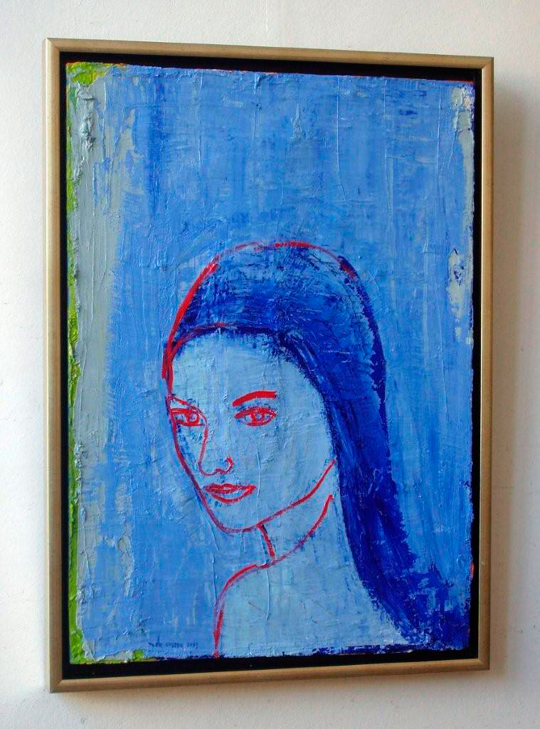 Jacek Łydżba - Blue portrait (Oil on Canvas | Wymiary: 56 x 77 cm | Cena: 3200 PLN)