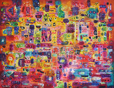Krzysztof Pająk : The world, fragment : Acrylic on canvas