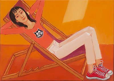 Krzysztof Kokoryn : Girl on a lounger : Oil on Canvas