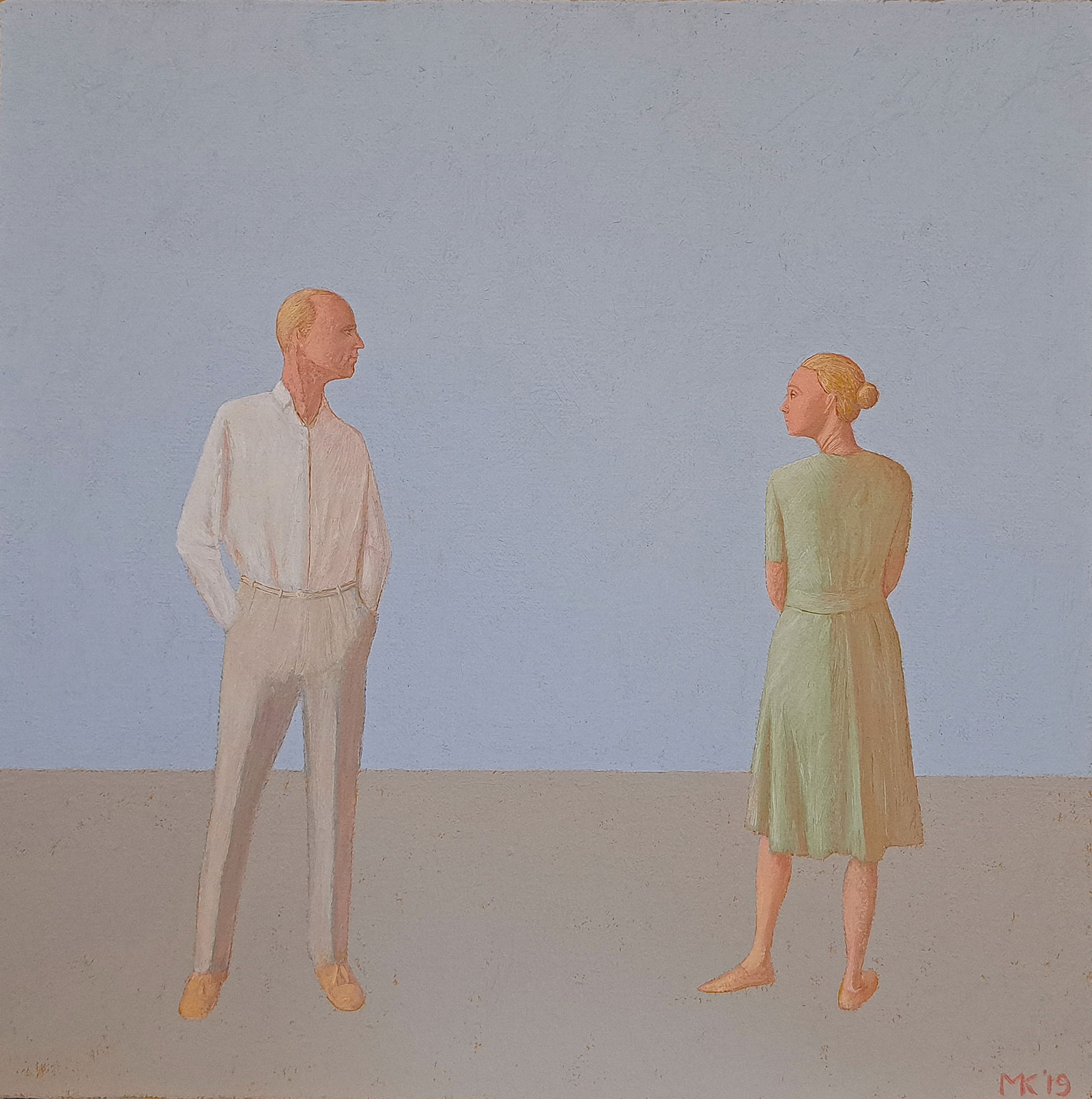 Mikołaj Kasprzyk - Couple (Oil on Canvas | Größe: 30 x 30 cm | Preis: 2600 PLN)