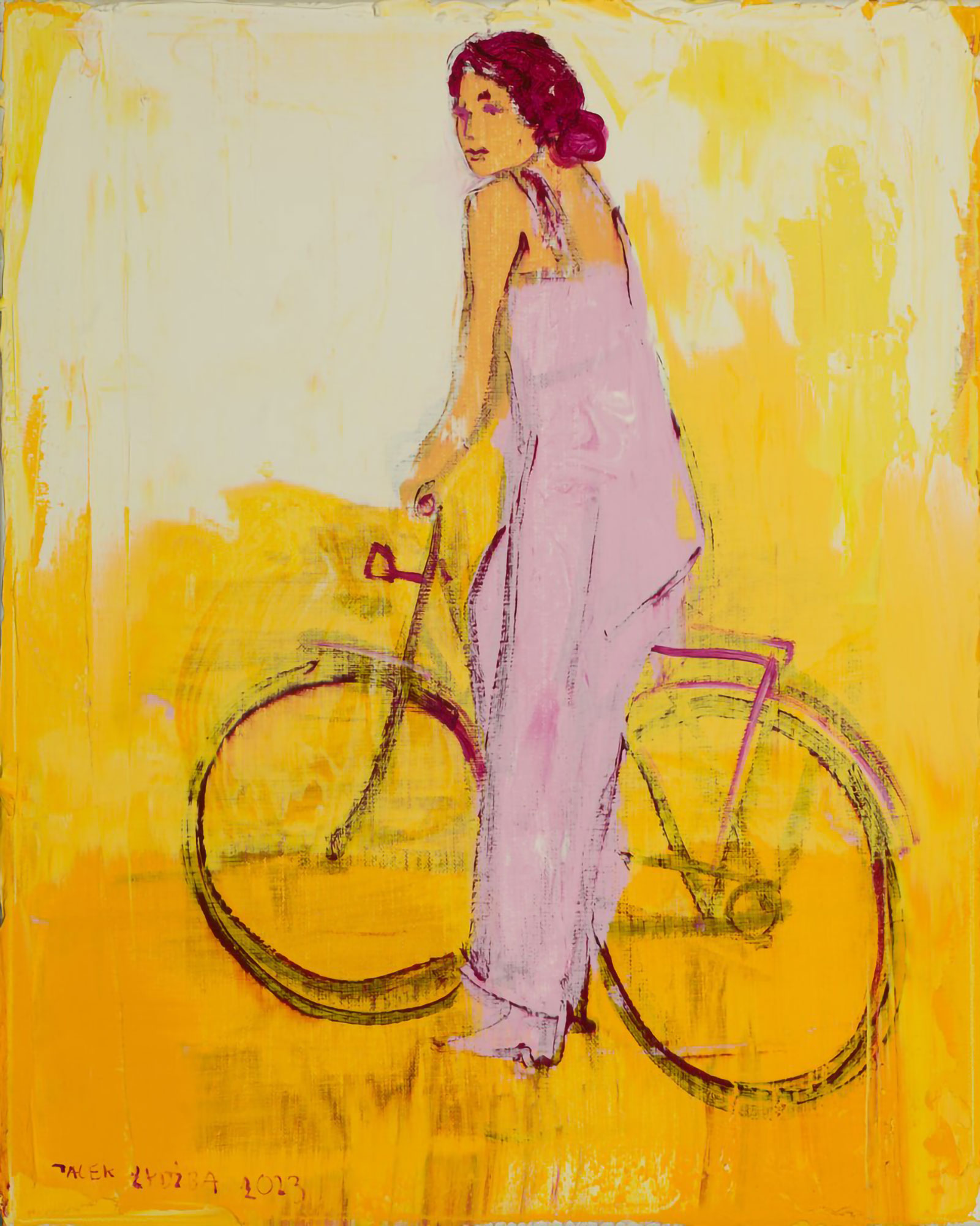 Jacek Łydżba - Cyclist 1 (Oil on Canvas | Size: 40 x 50 cm | Price: 4500 PLN)