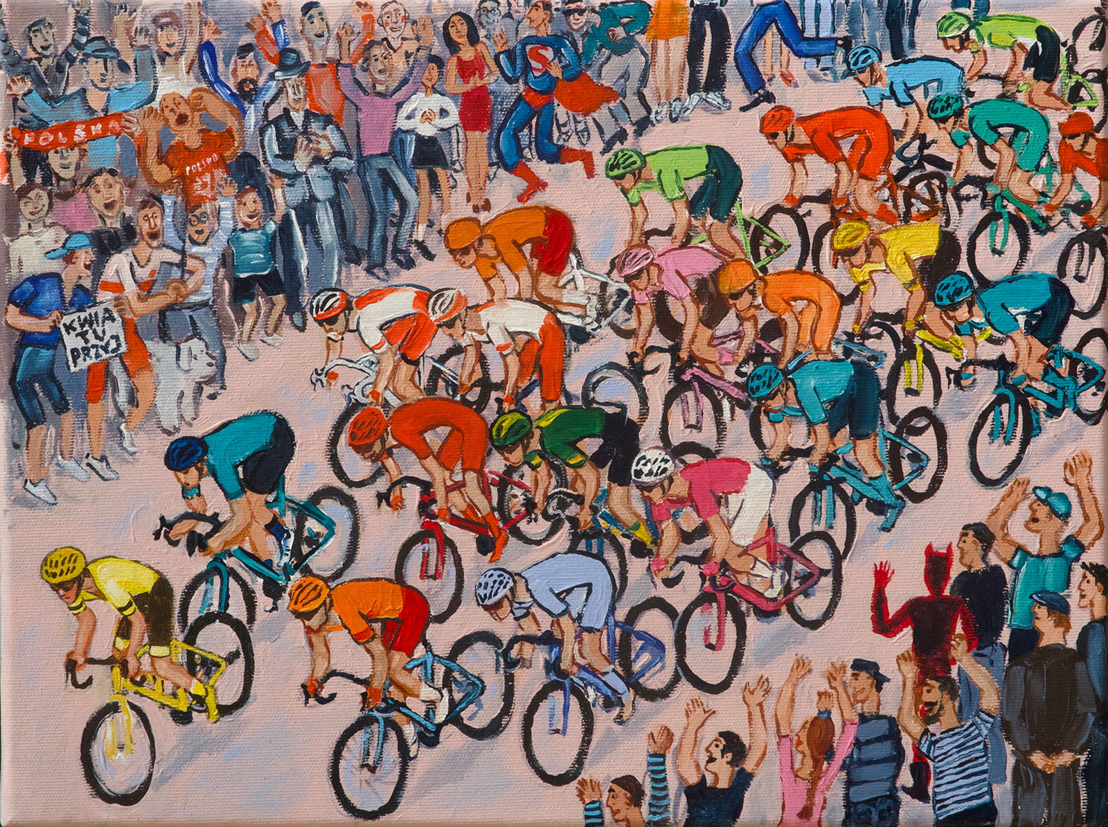 Krzysztof Kokoryn - Cycling racing (Oil on Canvas | Wymiary: 40 x 30 cm | Cena: 7000 PLN)