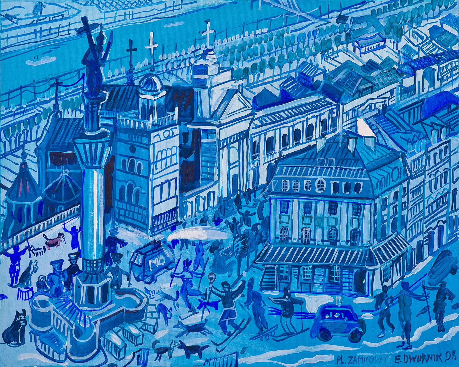 Edward Dwurnik - Niebieski Plac Zamkowy (Oil on Canvas | Size: 81 x 65 cm | Price: 90000 PLN)