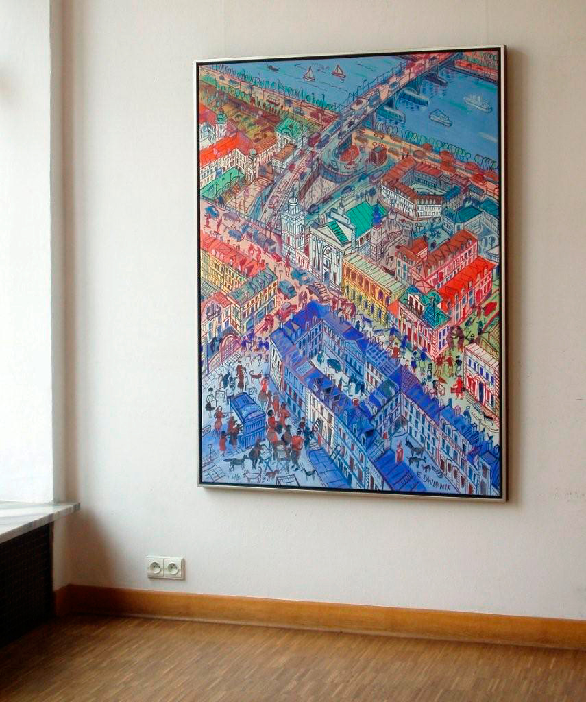 Edward Dwurnik - Warsaw - Old Town (Oil on Canvas | Size: 114 x 154 cm | Price: 45000 PLN)