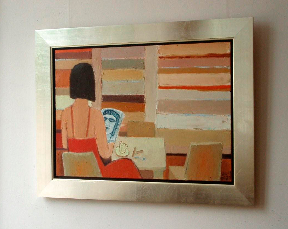 Krzysztof Kokoryn - Lady with magazine (Oil on Canvas | Size: 120 x 90 cm | Price: 9000 PLN)