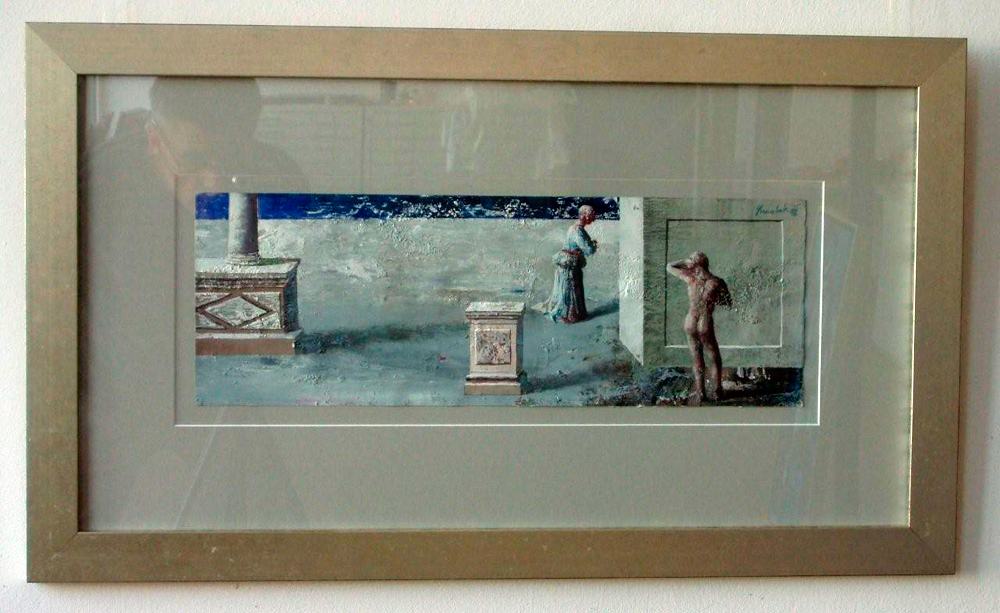 Łukasz Huculak - Escape from the Plinth (Tempera on paper | Wymiary: 77 x 45 cm | Cena: 3100 PLN)