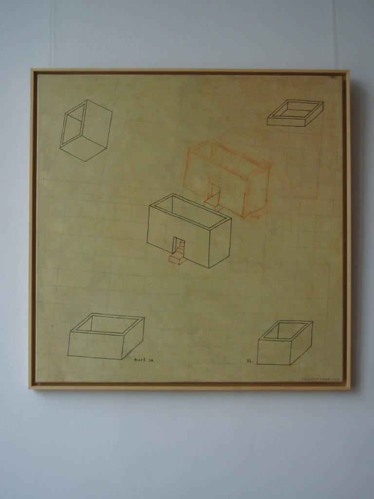 Jolanta Wagner - House no 2 (Acrylic, indian ink wax, canvas | Größe: 80 x 80 cm | Preis: 4000 PLN)