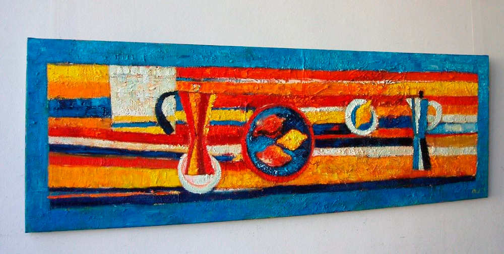 Darek Pala - Still life striped (Oil on Canvas | Wymiary: 160 x 60 cm | Cena: 12000 PLN)