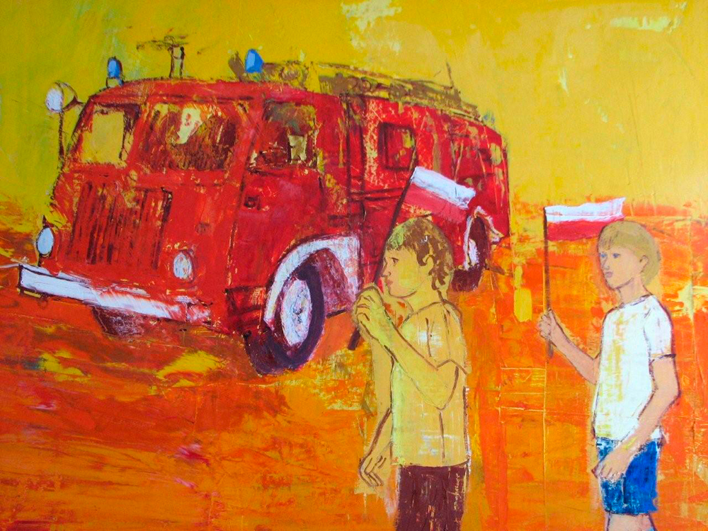 Jacek Łydżba - Fire brigade (Oil on Canvas | Größe: 150 x 130 cm | Preis: 10000 PLN)