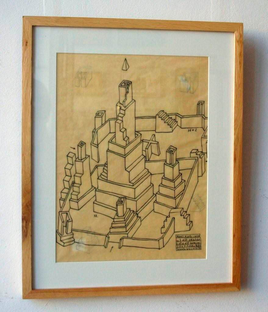 Jolanta Wagner - Latin town (Ink on paper, wax | Wymiary: 40 x 50 cm | Cena: 2200 PLN)