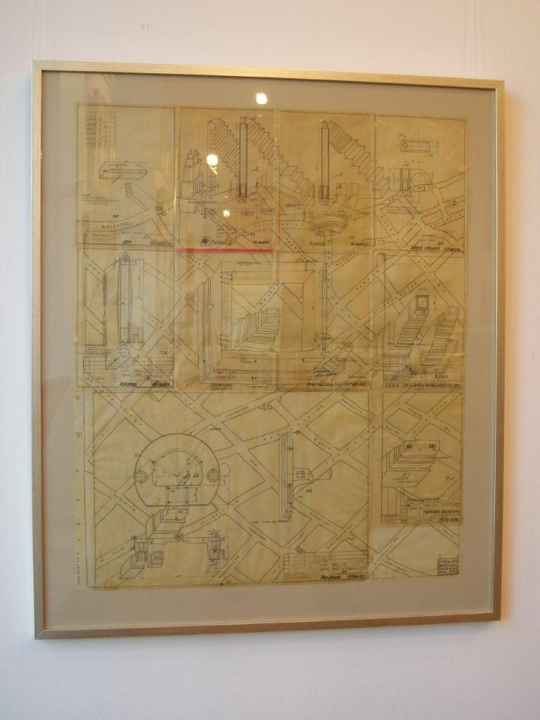 Jolanta Wagner - Map of Lodz S. district (Indian ink, wax, old tracing paper | Size: 84 x 100 cm | Price: 4800 PLN)