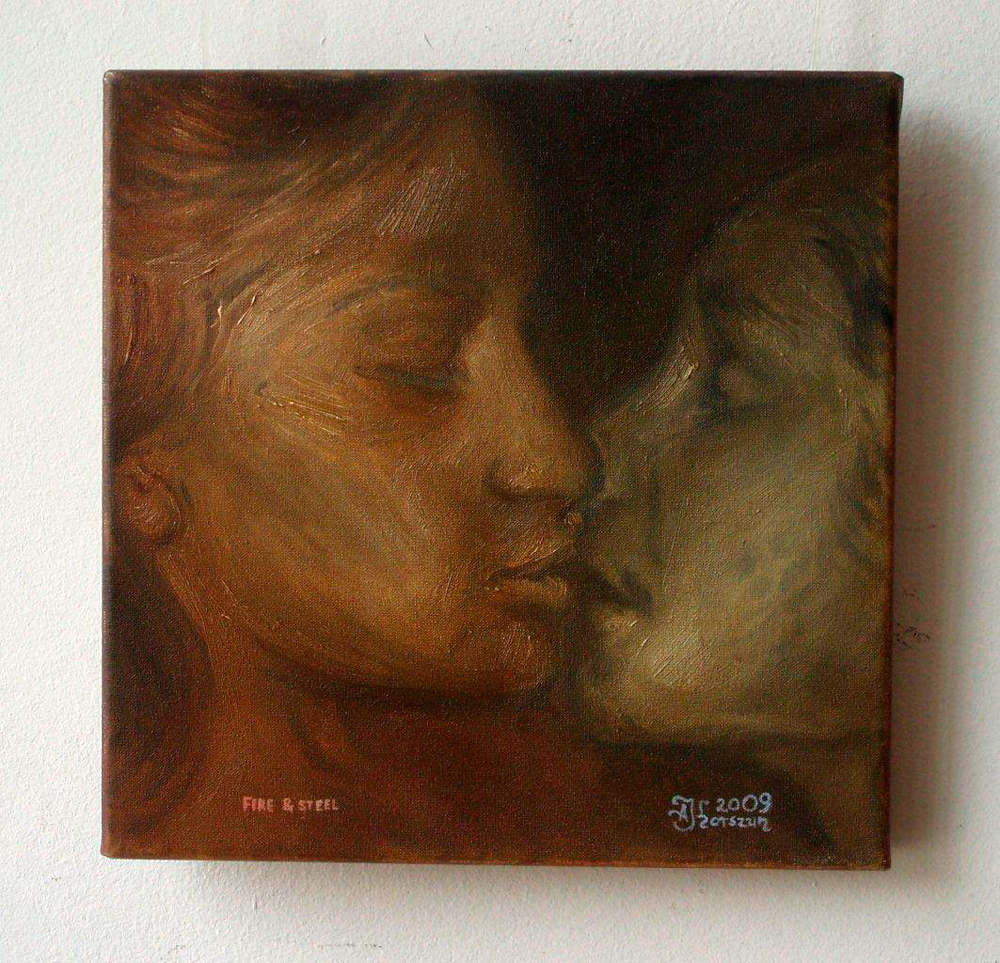 Adam Korszun - Fire & Steel (Oil on Canvas | Size: 25 x 25 cm | Price: 1200 PLN)