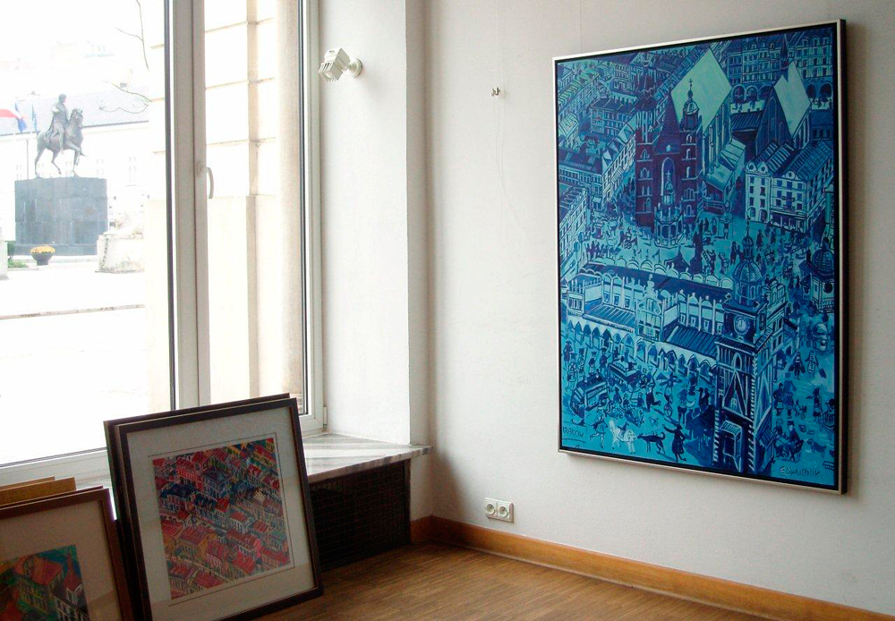 Edward Dwurnik - Blue Cracow (Oil on Canvas | Wymiary: 119 x 151 cm | Cena: 38000 PLN)
