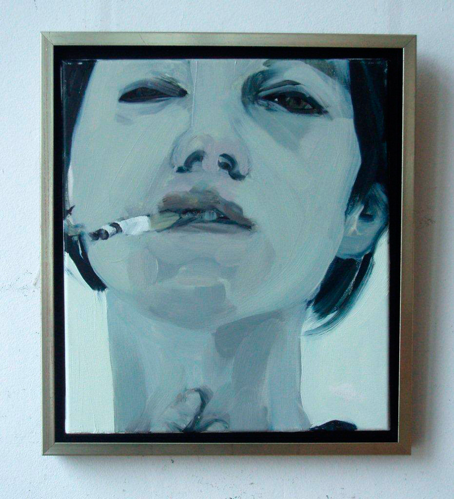Katarzyna Swinarska - Girl smoking (Oil on Canvas | Wymiary: 38 x 43 cm | Cena: 4500 PLN)
