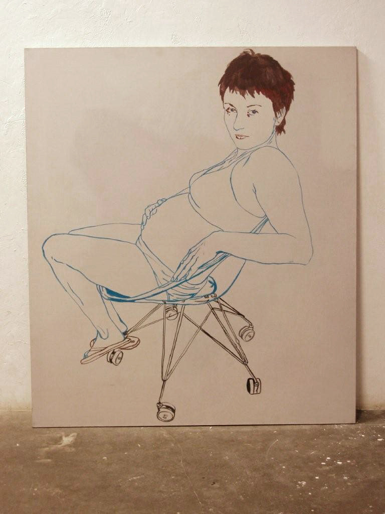 Agnieszka Sandomierz - Pregnant girl (Tempera on Canvas | Wymiary: 130 x 150 cm | Cena: 11000 PLN)