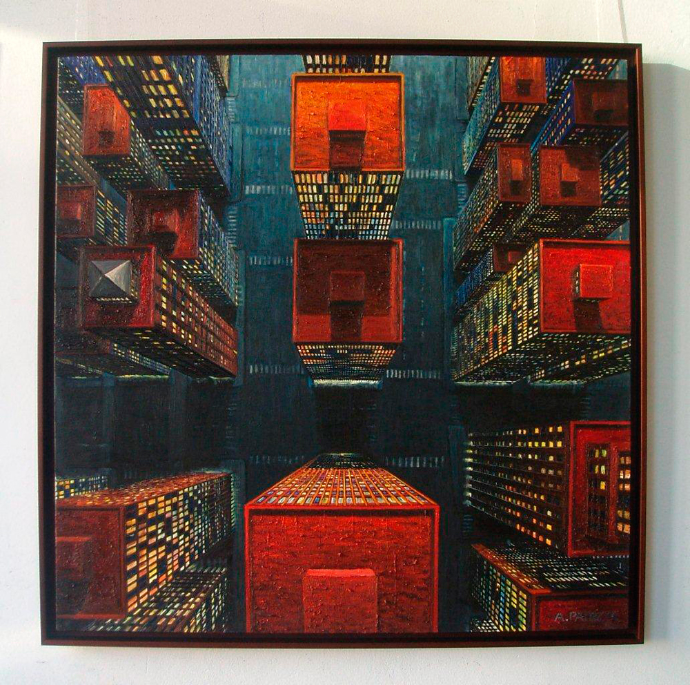 Adam Patrzyk - Arrival (Oil on Canvas | Wymiary: 105 x 105 cm | Cena: 14000 PLN)