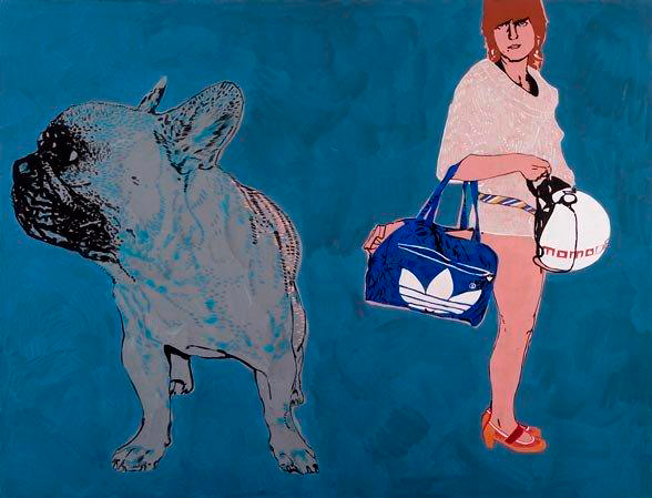 Agnieszka Sandomierz - Girl with the Adidas bag (Tempera on canvas | Wymiary: 130 x 100 cm | Cena: 9000 PLN)