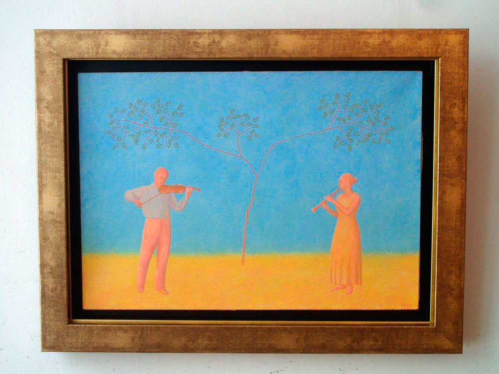 Mikołaj Kasprzyk - Duet under the tree (Oil on Canvas | Size: 68 x 51 cm | Price: 3500 PLN)