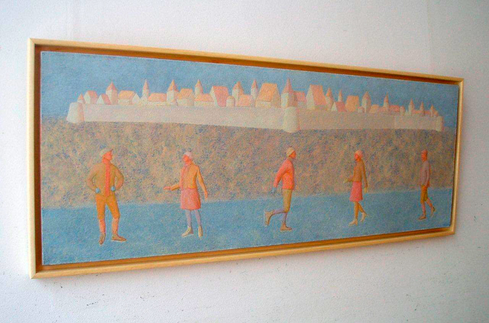 Mikołaj Kasprzyk - Skating (Oil on Canvas | Größe: 115 x 45 cm | Preis: 4800 PLN)