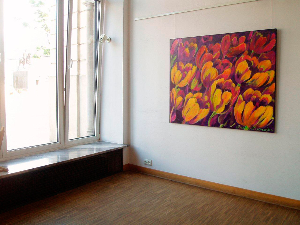 Beata Murawska - Yellow & purple flowers (Oil on Canvas | Size: 146 x 114 cm | Price: 7000 PLN)