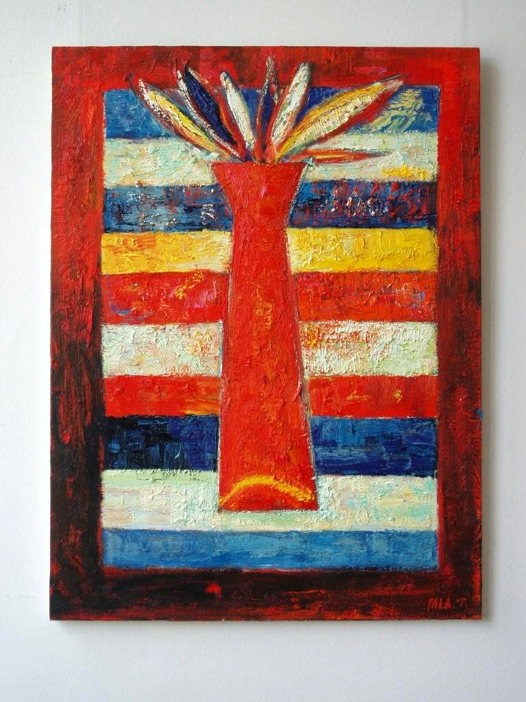 Darek Pala - Vase stripped (Oil on Canvas | Wymiary: 76 x 102 cm | Cena: 8000 PLN)