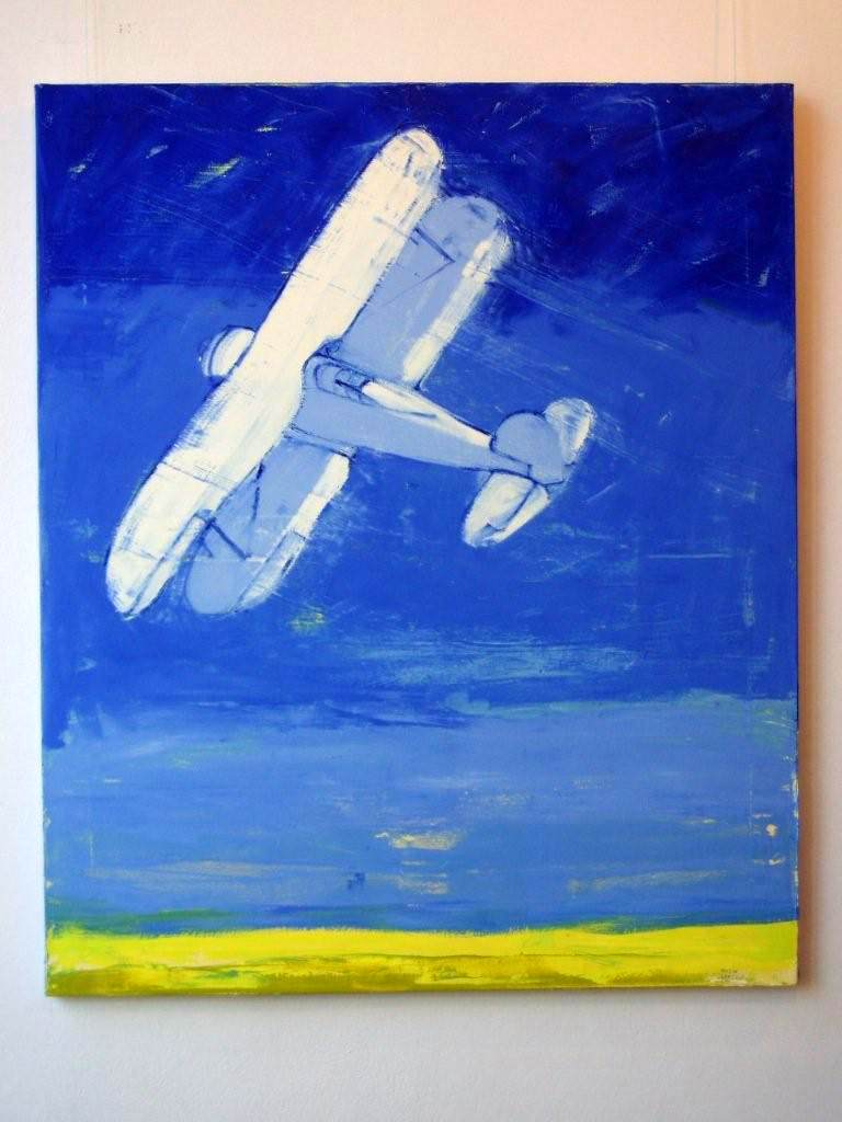 Jacek Łydżba - Blue Plane (Oil on Canvas | Size: 100 x 120 cm | Price: 5500 PLN)