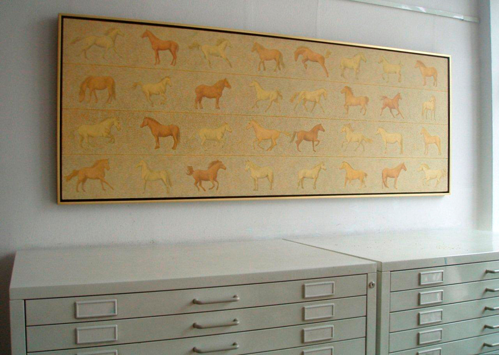 Mikołaj Kasprzyk - Horses (Oil on Canvas | Size: 205 x 77 cm | Price: 9000 PLN)