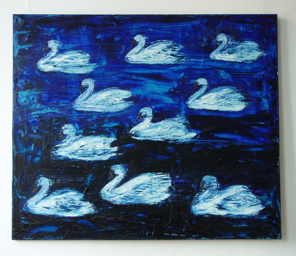 Jacek Łydżba - Swans (Oil on Canvas | Größe: 130 x 110 cm | Preis: 5000 PLN)