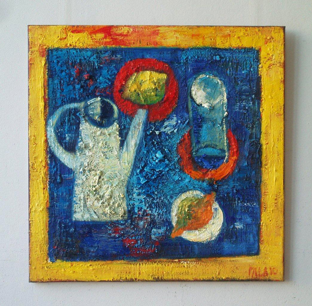 Darek Pala - Still life with watering can (Oil on Canvas | Wymiary: 60 x 60 cm | Cena: 5000 PLN)