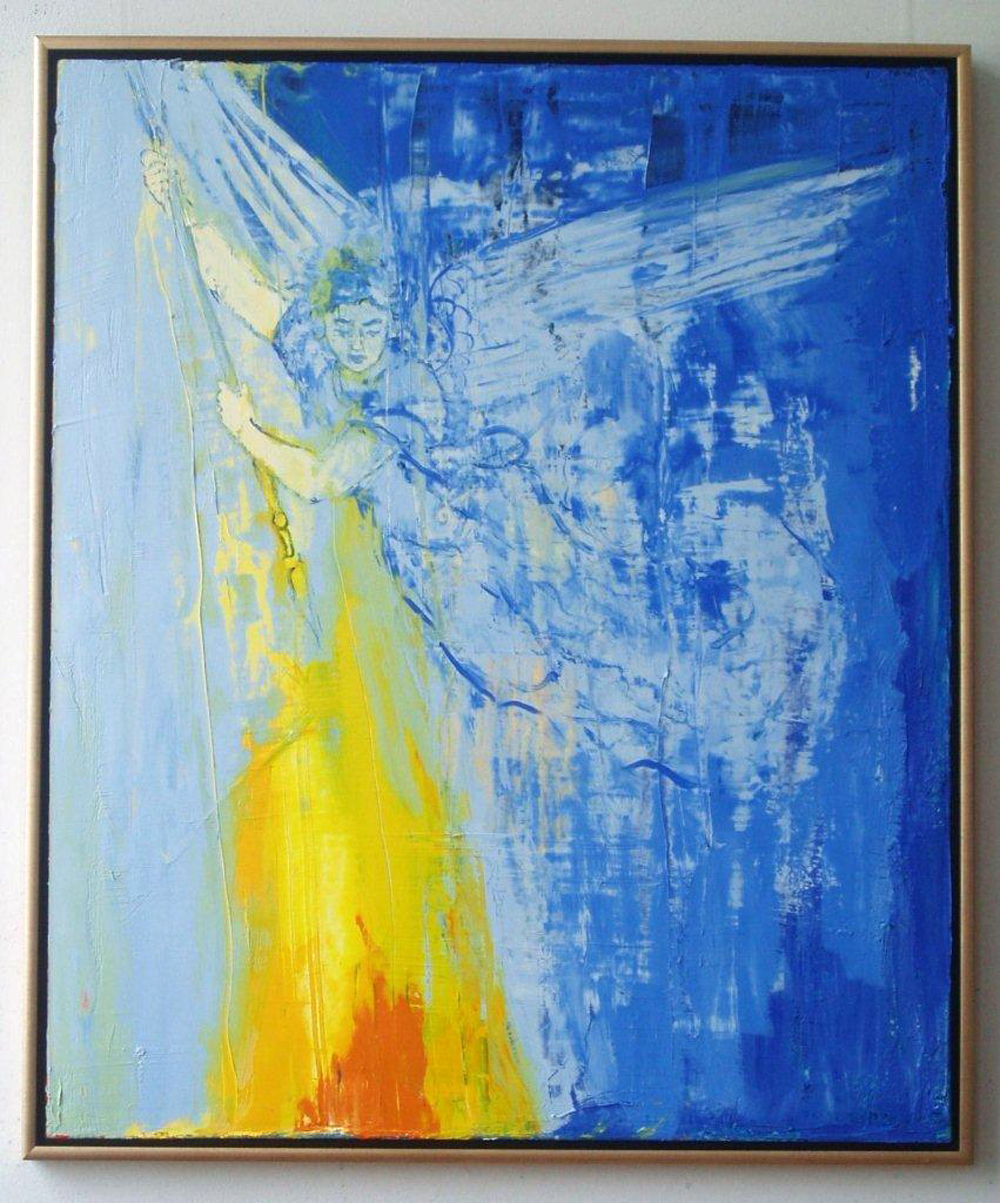 Jacek Łydżba - Angel with flame (Oil on Canvas | Size: 105 x 125 cm | Price: 7000 PLN)