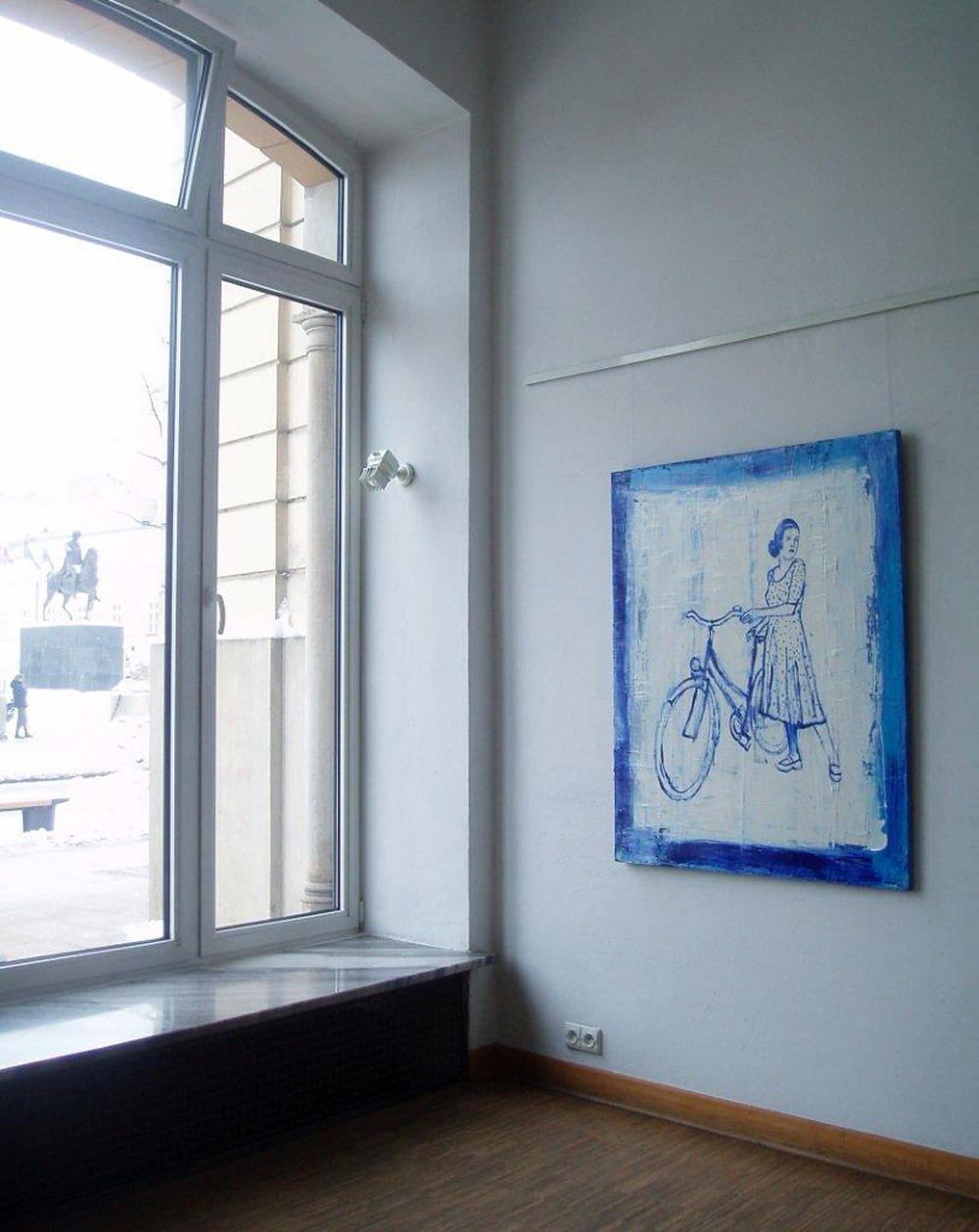 Jacek Łydżba - Lady with bicykle (Oil on Canvas | Wymiary: 100 x 120 cm | Cena: 7000 PLN)