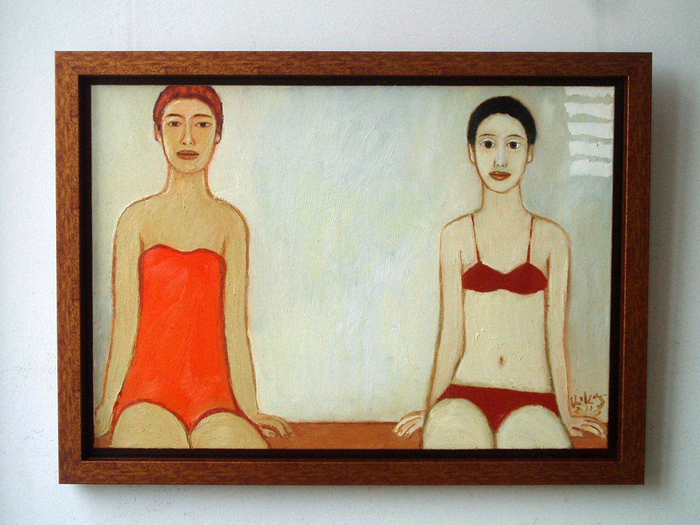 Krzysztof Kokoryn - Two ladies from the swimminpool (n/a | Wymiary: 114 x 84 cm | Cena: 9500 PLN)