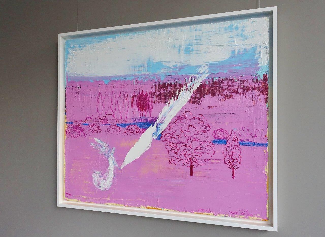 Jacek Łydżba - Pink landscape with an angel
